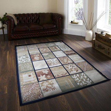 比利時 日式絲質地毯 藍款 140x190cm