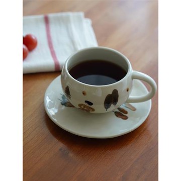 然而家 好看的杯子|插畫原創陶瓷馬克杯咖啡杯碟拉花杯釉下彩杯子