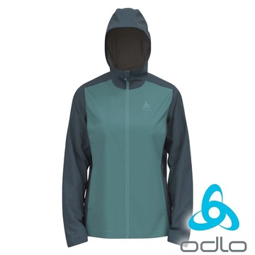 【ODLO瑞士】女AEGIS防水連帽外套『暗瓦灰/極綠』528671 戶外 露營 登山 健行 休閒 防水 連帽外套