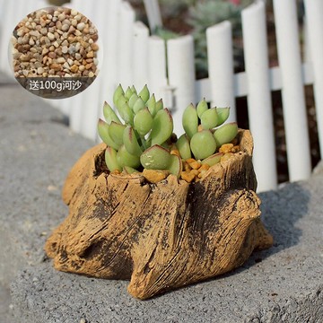 多肉花盆 多肉綠植盆栽 復古陶瓷仿樹樁花盆多肉植物拼盤