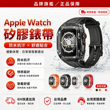 ✨AKN正品 免運✨一體改裝錶帶 適用Apple Watch 10 9 SE蘋果錶帶 44/45/46/49MM透明錶殼
