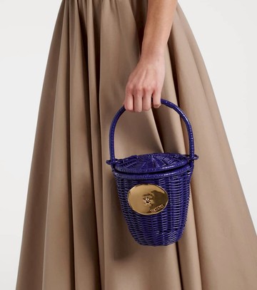 Patou Iconic embellished wicker bucket bag