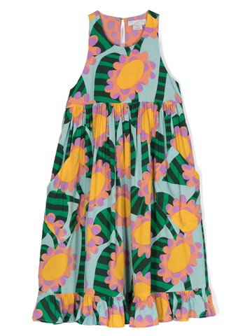 Stella McCartney Kids - Graphic Flower sleeveless dress - kids - Viscose/Lyocell - 4 - Blue