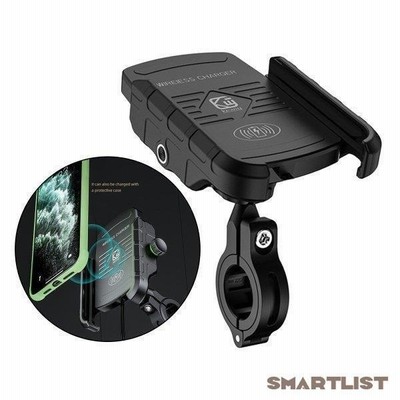 3.5-6.5インチ携帯電話用オートバイ15Wチー携帯電話ホルダーブラック