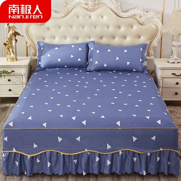 。床卓床裙 全棉 防滑床裙加帶4四件套裙式歐式韓版花邊床罩被套