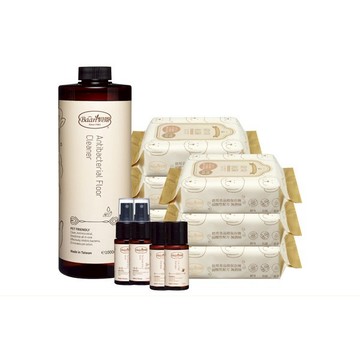 【BAAN PETS 貝恩寵物】超清潔寵物套組(除臭濕巾30抽*2串+淨味噴霧30ml*2+洗寵沐浴露30ml*2+抑菌去味地板清潔劑100ml)-廠商直送