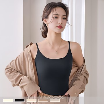 BRA TOP【罩杯式】輕盈涼感 百搭粉底系 一體式胸墊 細肩帶無痕背心 382