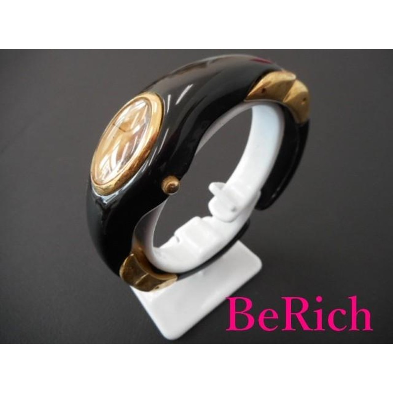 heel レディース腕時計 バングル 黒×金×白 クォーツ SS×プラスチック 【中古】 ht1109 | LINEショッピング