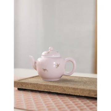 景德鎮陶瓷茶壺粉色粉彩手繪小兔子功夫泡茶器家用小清新茶具高檔