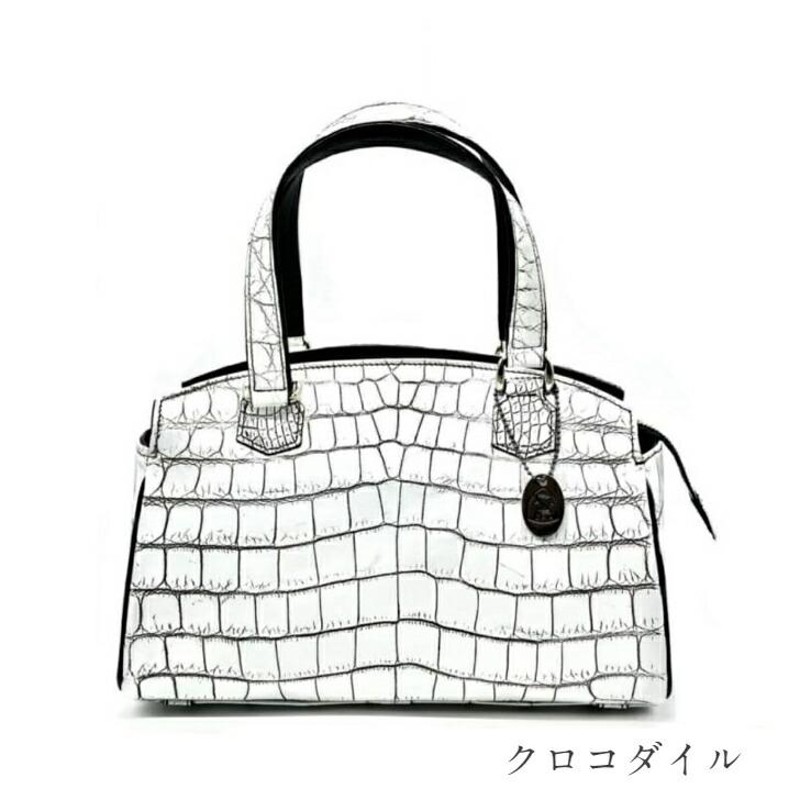 美品☆JRA クロコダイル ハンドバッグ ミニトート ホワイト バニラ