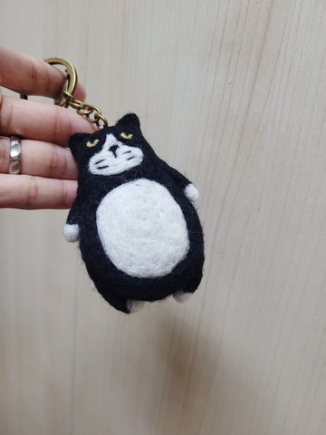 珮寧手作│胖胖-賓士貓│貓咪羊毛氈.鑰匙圈.吊飾│
