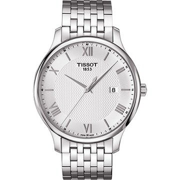 TISSOT 天梭 官方授權 Tradition 羅馬經典大三針石英腕錶 夏日煥新提案 送禮推薦-銀/42mm T0636101103800