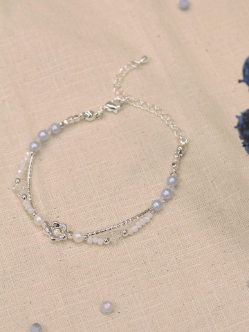 和平小日記。MUCHAT手作珍珠水晶銀花手鍊