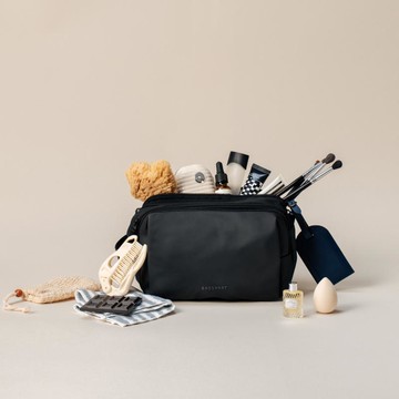 輕旅防水分層盥洗包 岩石黑