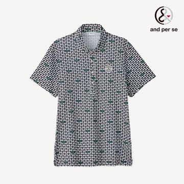 【and per se】男款深藍色彈性材質吸濕UV防護俏皮風趣POLO衫 DGT206X1