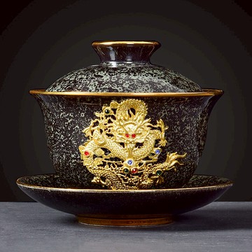 高端騰龍黑天目建盞蓋碗大號三才茶碗茶托泡茶杯 功夫茶具沏茶碗