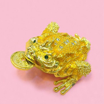 咬金錢金蟾 桌面酒柜汽車裝飾擺設品 鑲鉆金屬工藝擺件 小金蟾蜍