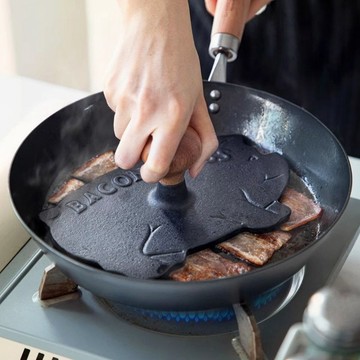 日本霜山 小豬造型鑄鐵壓肉板