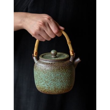 碌心  粗陶窯變復古提梁壺家用功夫茶具圍爐煮茶耐高溫可炭燒茶壺