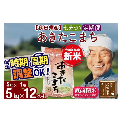 ふるさと納税 秋田県 北秋田市 《定期便12ヶ月》＜新米＞秋田県産 あきたこまち 5kg(5kg小分け袋) 令和5年産 配送時期選べる 隔月お届けOK お米 お…