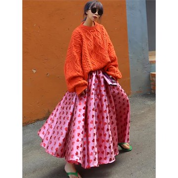 貓布制造紅色半身裙女2025新款秋款高腰顯瘦中長款生日裙子高級感