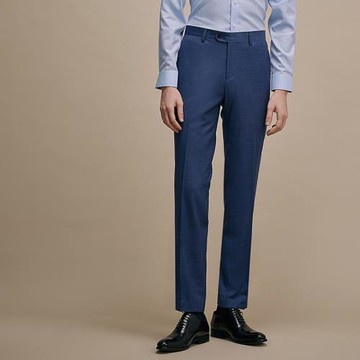 【澳嘉】羊毛藍色西褲男士商務正裝修身休閑西服褲子毛料西裝褲子