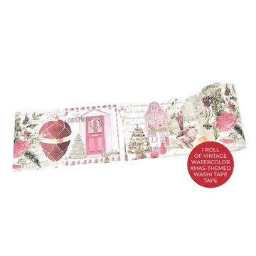 Vintage Christmas Holiday Washi Sticker Tape -extra wide tap