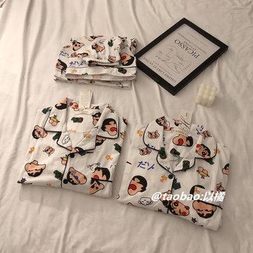 日系卡通蠟筆小新睡衣女夏季純棉短袖短褲ins風可愛學生家居服潮