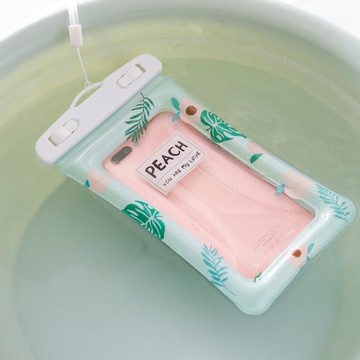 卡通氣囊手機防水袋 漂流潛水手機袋PVC防水套游泳包 透明漂浮
