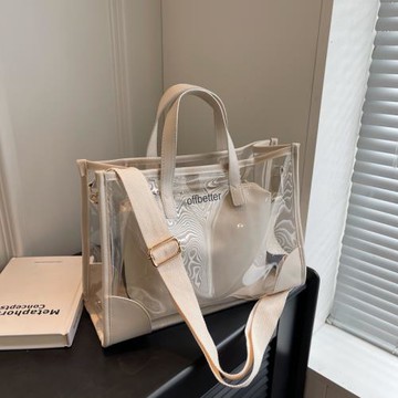 痛包手提透明果凍包斜挎包夏新款女包時尚大容量輕便單肩包子母袋