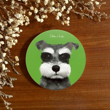 汪喵陶瓷吸水杯墊 - 雪納瑞