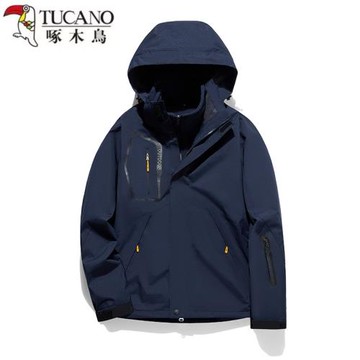 啄木鳥沖鋒衣男女三合一春秋冬季可拆卸加厚兩件套防風外套登山服