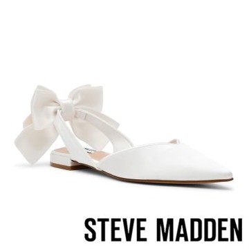 STEVE MADDEN-奢華緞面蝴蝶結裸跟鞋 SYNTHIA-白色