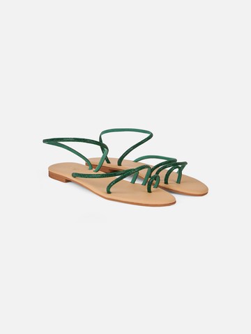 MC2 Saint Barth Flat Ring Sandals With Green Rhinestones