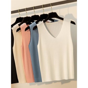 配西裝外套里面的內搭打底小衫冰絲針織短款無袖性感吊帶背心女薄