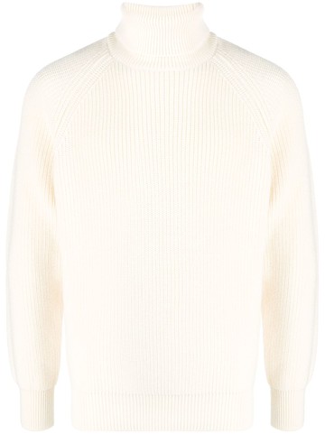 Lardini - roll-neck ribbed wool jumper - men - Wool - 52 - Neutrals