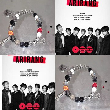 ⭐韓國代購正版⭐Bts世界巡迴演唱會應援手鍊黑紅周邊屬性手鍊長度可調節可送閨蜜首發
