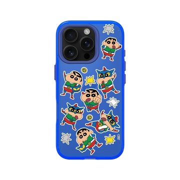 iPhone 16 Pro Clear 激光藍 - 蠟筆小新 Crayon Shinchan - 小新超人拼貼款