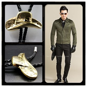 美國西部窄版金屬領結bolo tie仿皮繩外貿波洛領帶男韓版休閑包郵