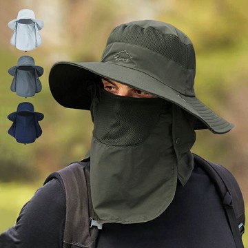 遮臉防曬漁夫帽 太陽帽 防曬帽 遮陽帽 釣魚帽 登山帽 採茶帽 口罩帽 面罩帽 抗UV【IB251】99750走走去旅行