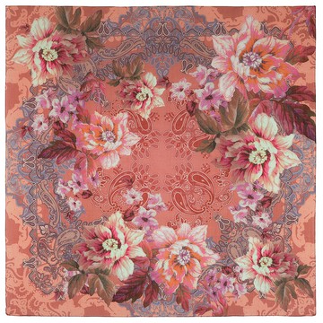 原創帕夫洛沃鎮俄羅斯披肩 100% 羊毛 羊毛圍巾 115x115 公分 10467-16