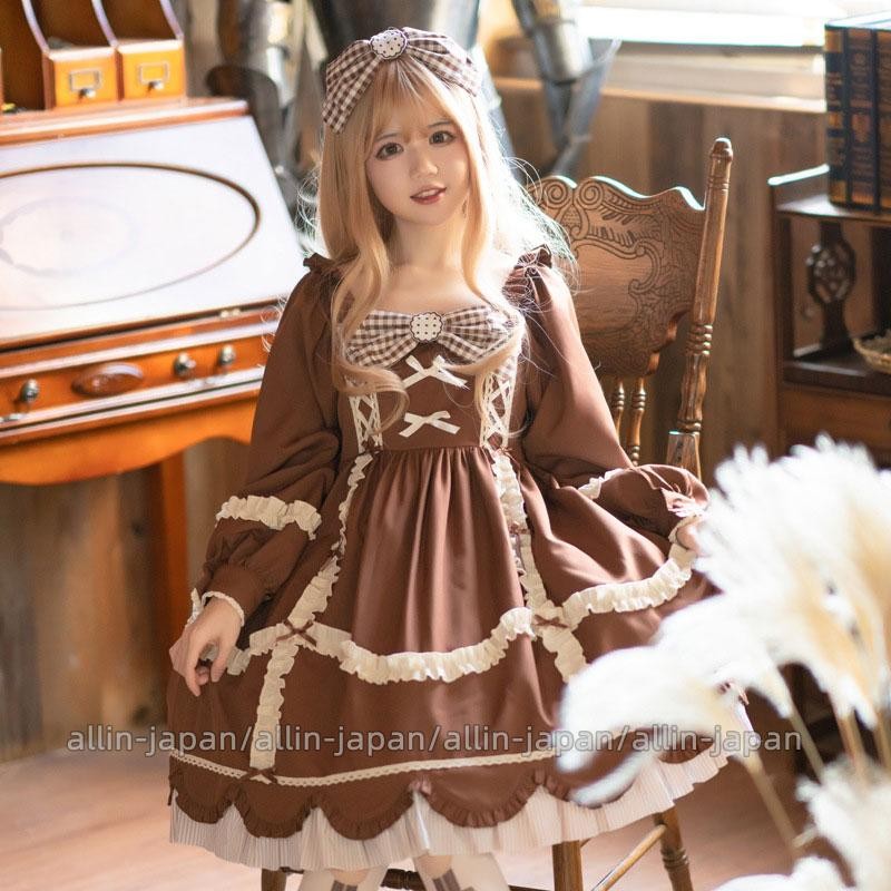 ロリータワンピース 長袖ワンピース ワンピ lolita リボン