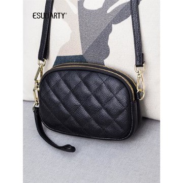 真皮手拿包女氣質2025新款時尚菱格單肩小挎包女百搭裝手機的小包