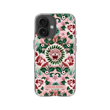 iPhone 16 Clear Case（相機按鈕） 透明 - Catalina Estrada - Pink Tiger and Flowers