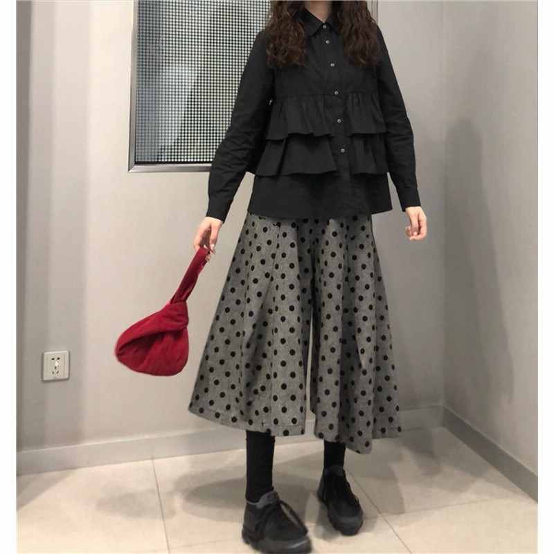 大感謝祭限定 韓国ファッション 大人気 おしゃれな 減齢 学生 レトロ デザインセンス ゆったりする スリム シャツ ドット キュロット 通販 Lineポイント最大1 0 Get Lineショッピング