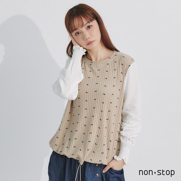 non-stop 甜美蝴蝶結抽繩針織T恤-2色