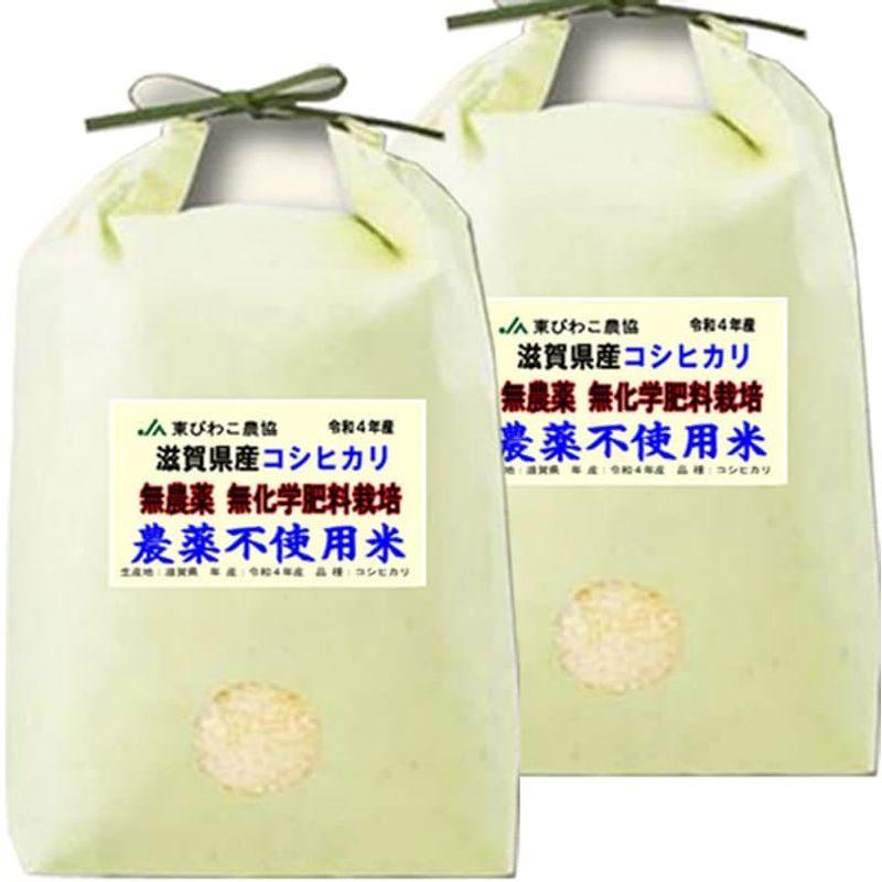 令和4年産 農薬不使用米 滋賀県産 コシヒカリ 10kg (5kg×2) 無農薬   無化学肥料栽培米 (5分づき（精米後約4.75kg×2
