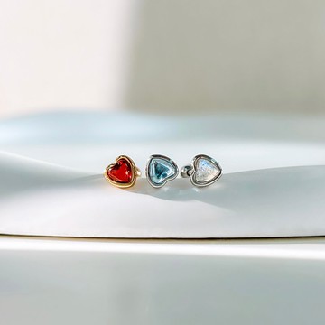 拉長石/紅石榴/托帕石【浪漫愛心】s925純銀 轉珠耳環 || 獨家款