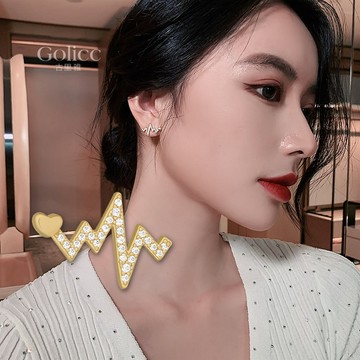 【Gulicc】耳環 韓版閃點愛心耳釘