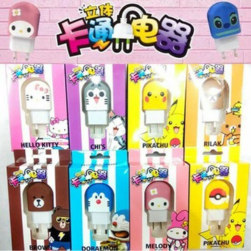 @貨比三家不吃虧@ 卡通充電器插頭 Hello Kitty iphone 安卓頭 蘋果頭 快充頭 變壓器 手機插頭